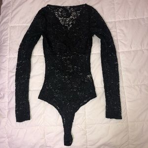 NEVER WORN fashion nova black sheer lace bodysuit
